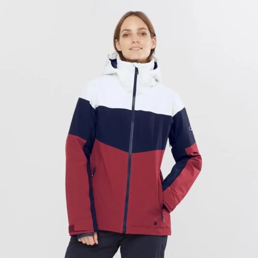 Chaquetas De Esquí Salomon Slalom Insulated Hoodie Mujer Blancos Negros Rojos | MX ILFA980